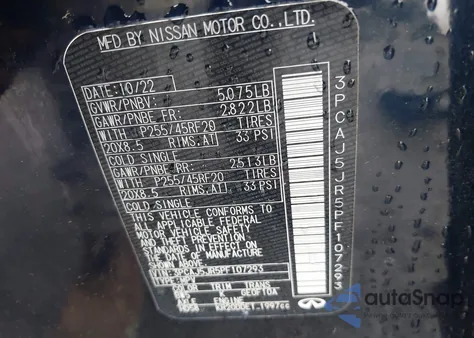 2023 Infiniti Qx55 Luxe Awd z USA, uszkodzony, nr VIN 3PCAJ5JR5PF107293